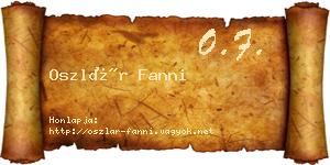 Oszlár Fanni névjegykártya